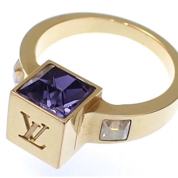 Authentic Louis Vuitton Purple & Gold Gamble Ring Size L 7.5 - Picture 12 of 14